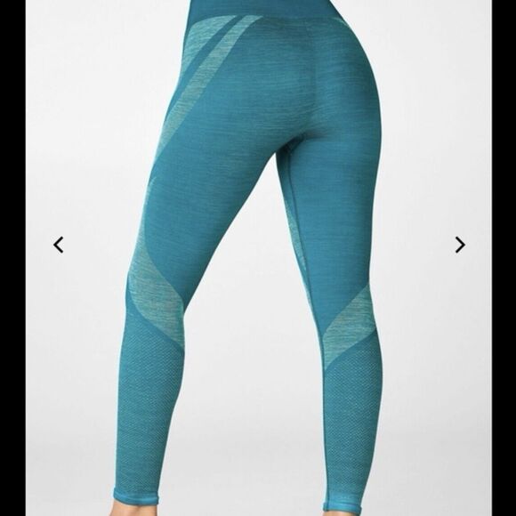 Fabletics Women's High Waisted Seamless Dot Tight Leggings XS Teal Blue - Picture 3 of 11